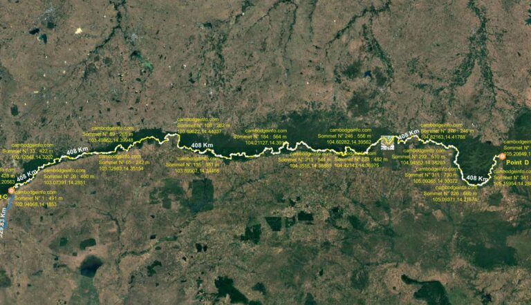 Read more about the article La ligne de partage des eaux utilisant la ligne de crêtes de la frontière entre la Thaïlande et le Cambodge de la Chaine de Phnom Dangrèk