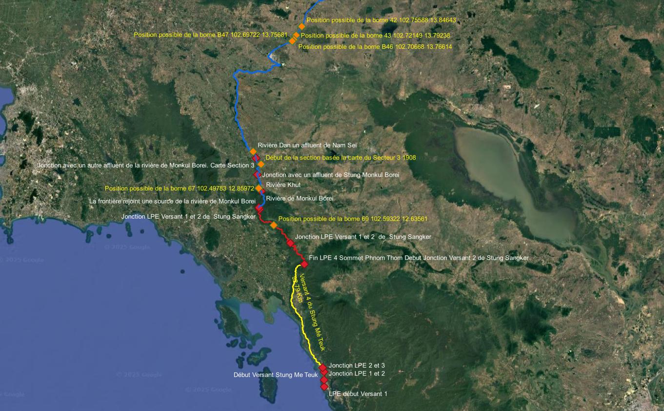 You are currently viewing ខ្សែបន្ទាត់ព្រំដែនកម្ពុជា-ថៃ យោងតាមអនុសញ្ញាឆ្នាំ 1904 និងសន្ធិសញ្ញាឆ្នាំ 1907 Le tracé de la frontière entre le Cambodge et la Thaïlande selon la Convention de 1904 et le Traité de 1907