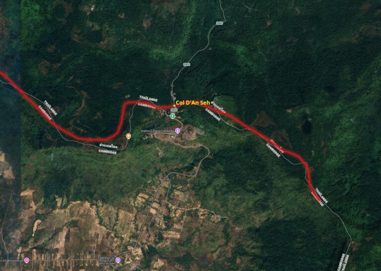 Read more about the article Ligne frontalière de la zone de conflit entre la Thaïlande et le Cambodge du Col d’An Seh (An Ses) selon la carte Ban Dan 5937-1 éditée par la Thaïlande